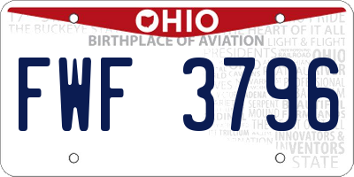 OH license plate FWF3796