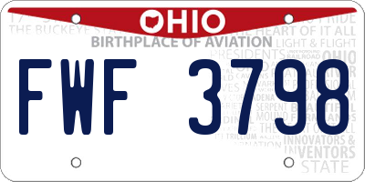 OH license plate FWF3798