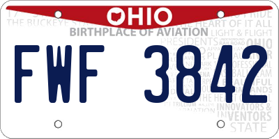 OH license plate FWF3842