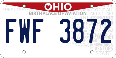 OH license plate FWF3872