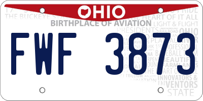 OH license plate FWF3873