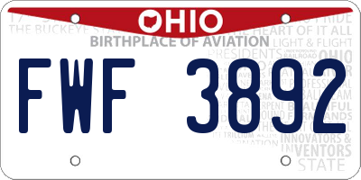 OH license plate FWF3892