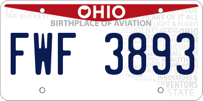 OH license plate FWF3893