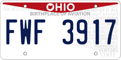 OH license plate FWF3917
