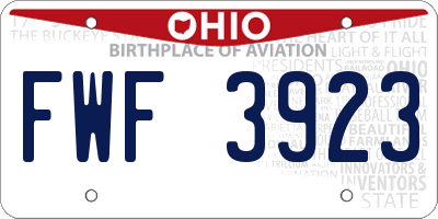 OH license plate FWF3923