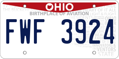 OH license plate FWF3924