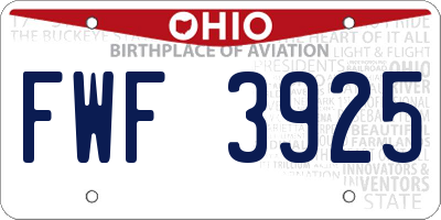 OH license plate FWF3925
