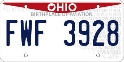 OH license plate FWF3928