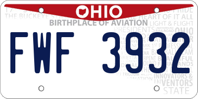 OH license plate FWF3932