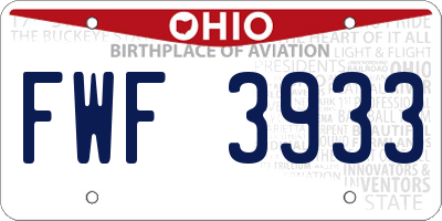 OH license plate FWF3933