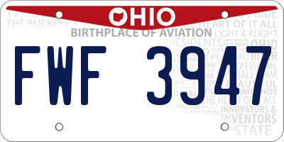 OH license plate FWF3947