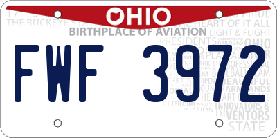 OH license plate FWF3972