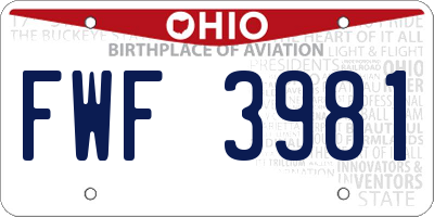 OH license plate FWF3981