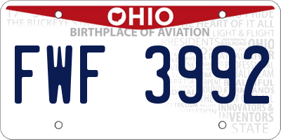 OH license plate FWF3992
