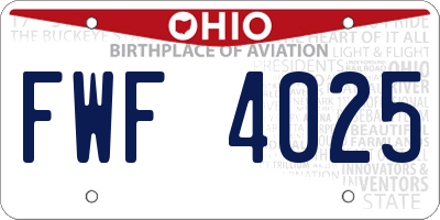 OH license plate FWF4025