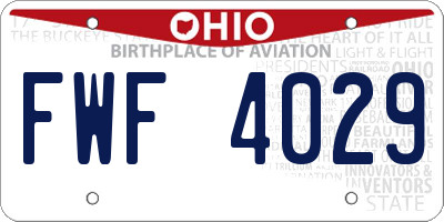 OH license plate FWF4029