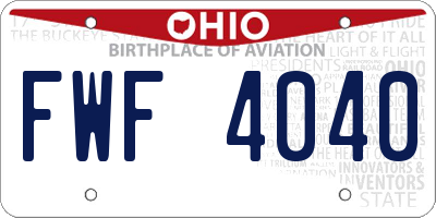 OH license plate FWF4040