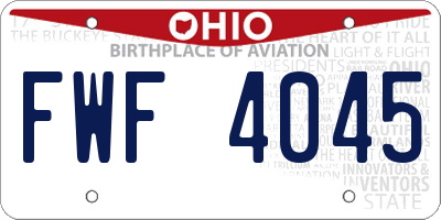 OH license plate FWF4045