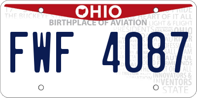 OH license plate FWF4087