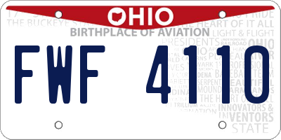 OH license plate FWF4110