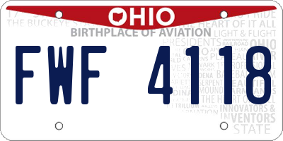 OH license plate FWF4118