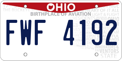 OH license plate FWF4192