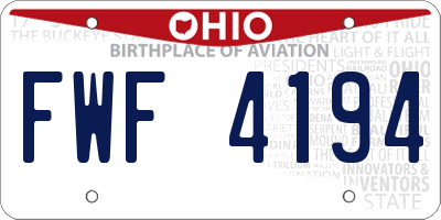 OH license plate FWF4194