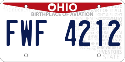 OH license plate FWF4212
