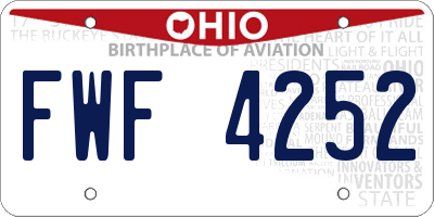 OH license plate FWF4252