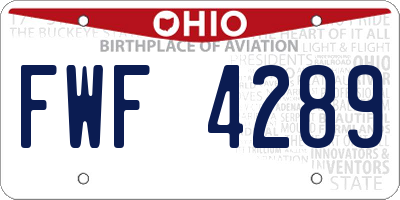 OH license plate FWF4289