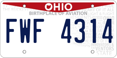 OH license plate FWF4314