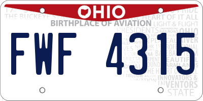OH license plate FWF4315