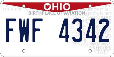 OH license plate FWF4342