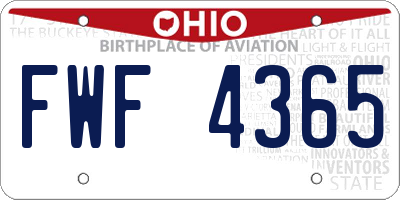 OH license plate FWF4365