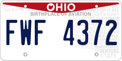 OH license plate FWF4372
