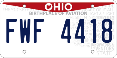 OH license plate FWF4418