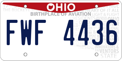 OH license plate FWF4436