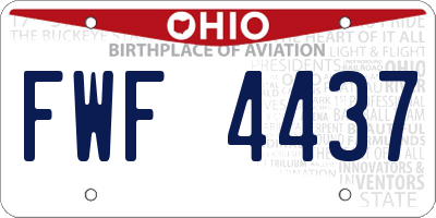 OH license plate FWF4437