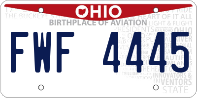 OH license plate FWF4445