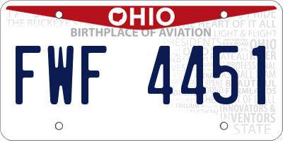 OH license plate FWF4451