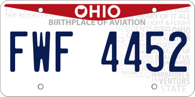 OH license plate FWF4452
