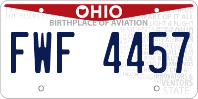 OH license plate FWF4457