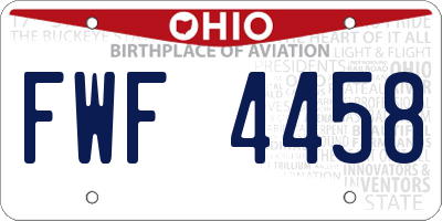 OH license plate FWF4458