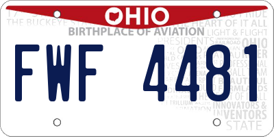 OH license plate FWF4481