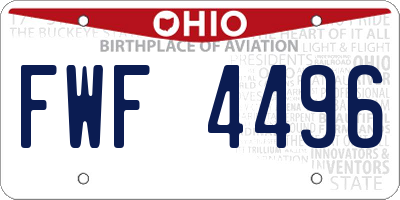 OH license plate FWF4496