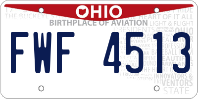 OH license plate FWF4513