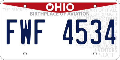 OH license plate FWF4534