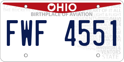 OH license plate FWF4551