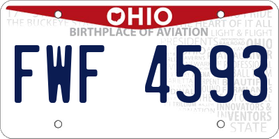 OH license plate FWF4593