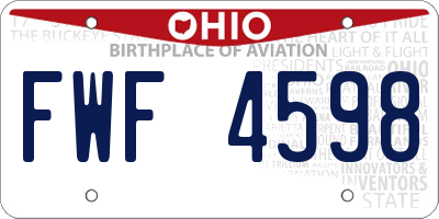 OH license plate FWF4598
